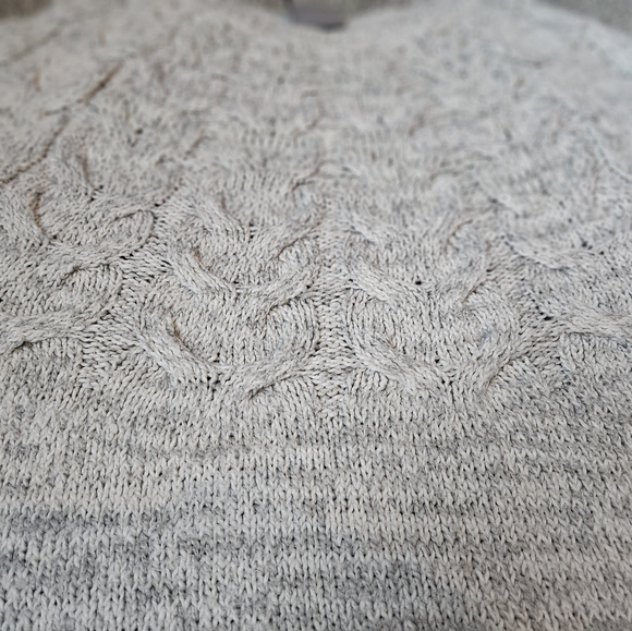 Wind River Nordic Fair Isle Cable Knit sweater warm oatmeal grey L fits like M - Picture 7 of 13